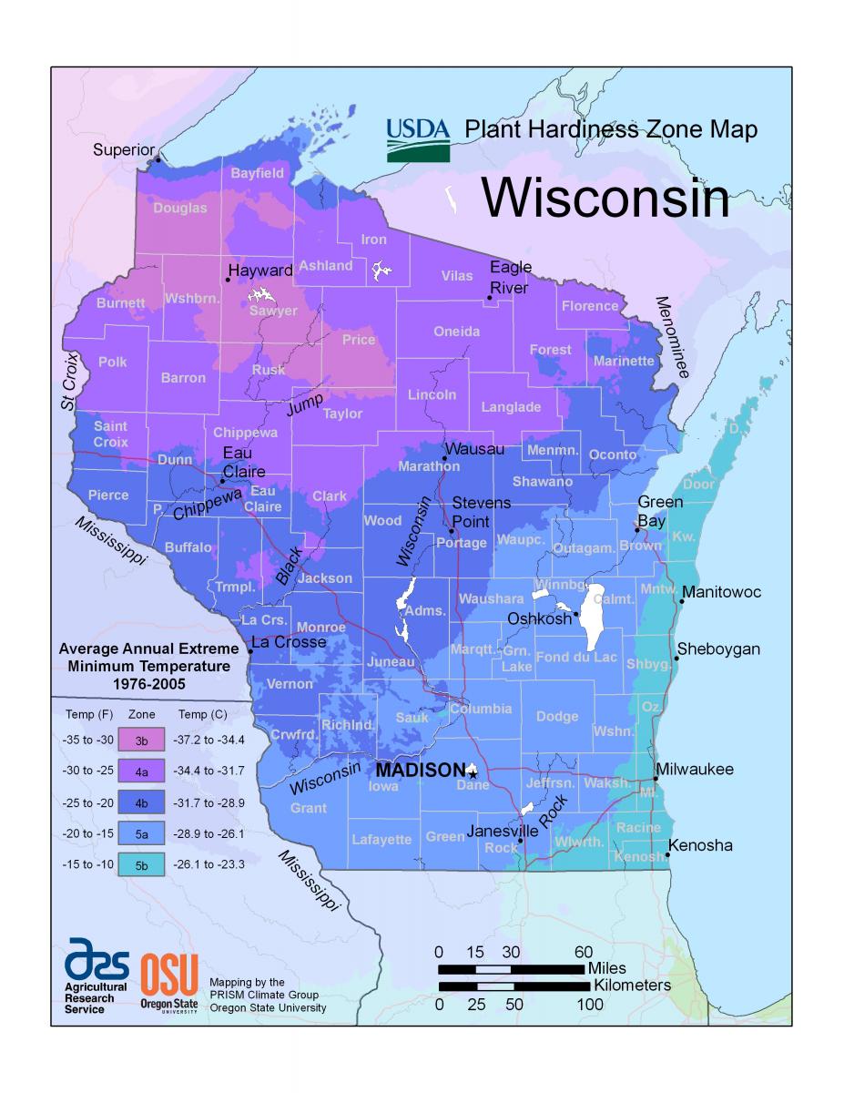 Wisconsin Hardiness Zone Map Hardiness Maps – Wisconsin Horticulture