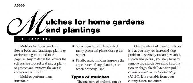 Mulches for Home Gardens and Plantings