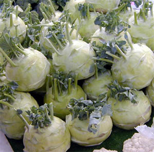 Kohlrabi is a member of the cabbage family. 