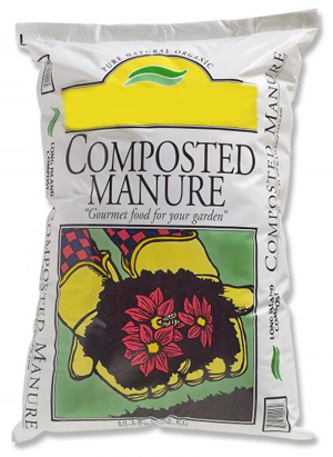 Many brands of composed cow manure are available commercially.